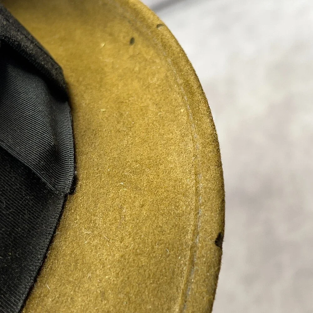 Vintage 1960s Trilby Hat Mens 7 1/8 Olive Mello Felt Black Band Union Made USA